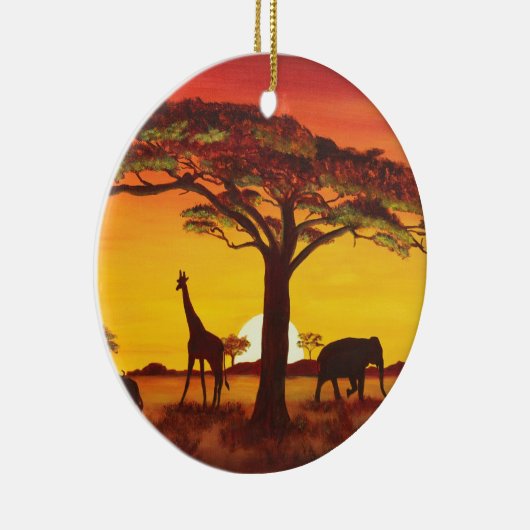 Sonnenuntergang in Afrika Keramikornament (Rechts)