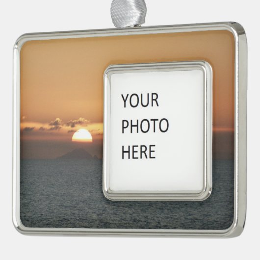 Sonnenuntergang in Antigua I Seascape Fotografy Rahmen-Ornament Silber (Links)