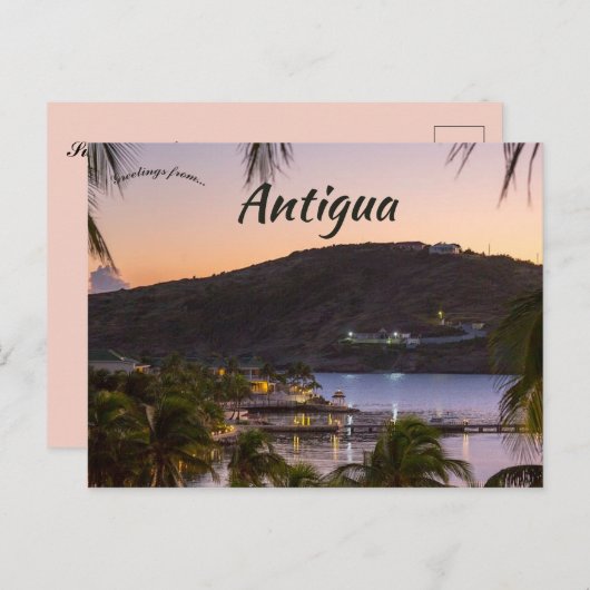 Sonnenuntergang in Antigua Postkarte (Vorne/Hinten)