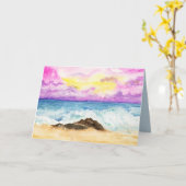 Sonnenuntergang in Aquarellfarbe mit Wellenbrecher Karte (Gelbe Blume)