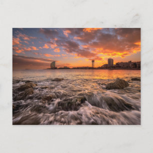 Sonnenuntergang in Barcelona Postkarte