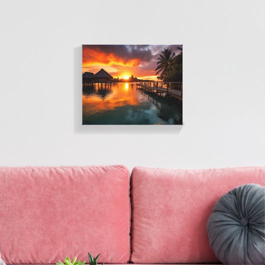 Sonnenuntergang in Bora Bora Leinwanddruck (Insitu (Wohnzimmer))