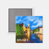 Sonnenuntergang in Brügge. Belgien Magnet (Vorderseite/Rückseite)