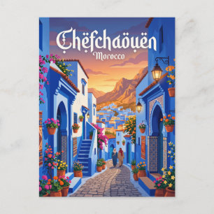 Sonnenuntergang in Chefchaouen Marokko Postkarte