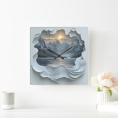 Sonnenuntergang in den Bergen Quadratische Wanduhr (Zuhause)