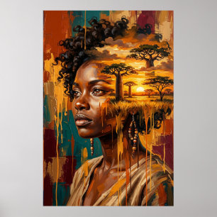 Sonnenuntergang in der afrikanischen Savanne Doppe Poster