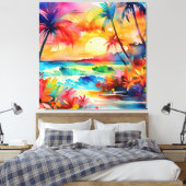 Sonnenuntergang in der Aquarellszene Leinwanddruck (Insitu (Schlafzimmer))
