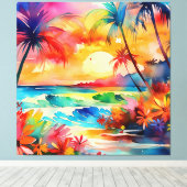 Sonnenuntergang in der Aquarellszene Leinwanddruck (Insitu (Holzboden))