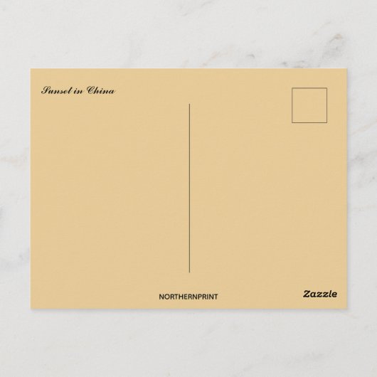 Sonnenuntergang in der China Postkarte (Rückseite)