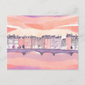 Sonnenuntergang in der Europäischen Stadt | Aquare Postkarte (Vorderseite)