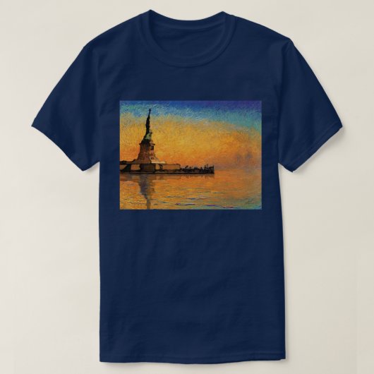 Sonnenuntergang in der Freiheits-Insel T-Shirt (Design vorne)