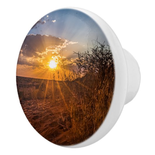 Sonnenuntergang in der Kalahari-Wüste, Namibia Keramikknauf (Rechts)