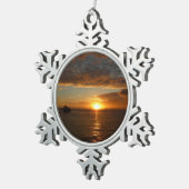 Sonnenuntergang in der tropischen Seenlandschaft S Schneeflocken Zinn-Ornament (Rechts)