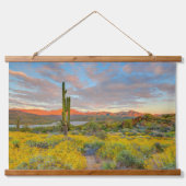 Sonnenuntergang in der Wüstenlandschaft Wandteppich Mit Holzrahmen (Vorne)