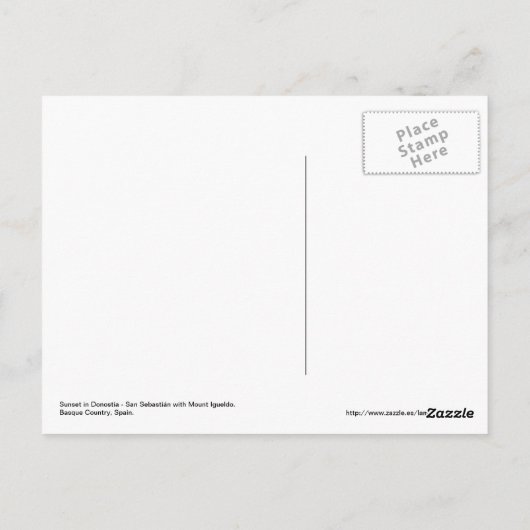 Sonnenuntergang in Donostia - San Sebastian Postkarte (Rückseite)