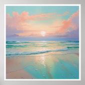 Sonnenuntergang in einer ruhigen Strandlandschaft Poster (Vorne)