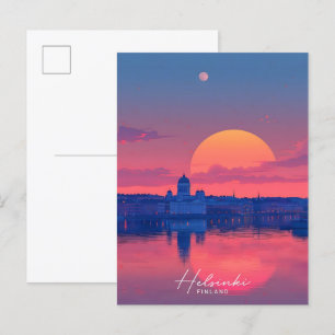 Sonnenuntergang in Helsinki Finnland Postkarte