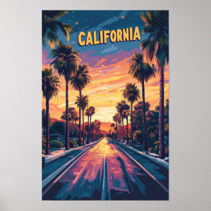 Sonnenuntergang in Kalifornien USA Kunst Vintage R Poster