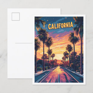 Sonnenuntergang in Kalifornien USA Kunst Vintage R Postkarte