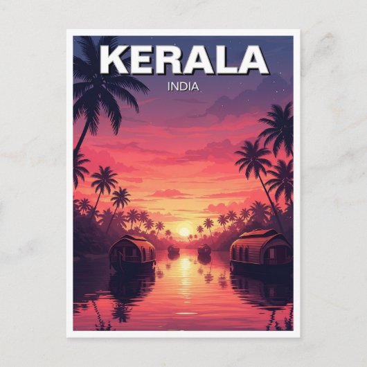 Sonnenuntergang in Kerala Indien Postkarte (Vorderseite)
