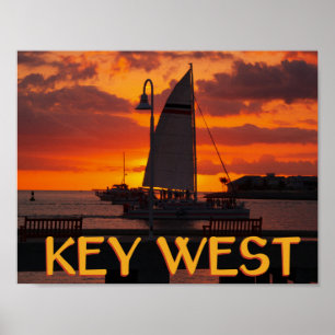 Sonnenuntergang in Key West mit Booten Poster