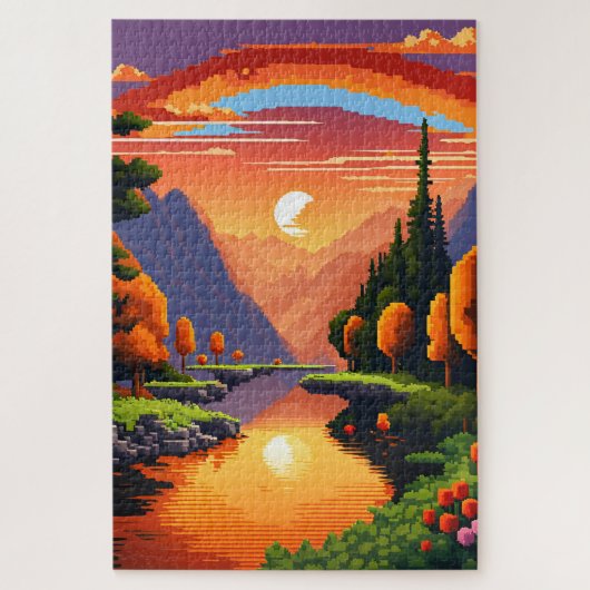 Sonnenuntergang in Kunst Puzzle (Vertikal)
