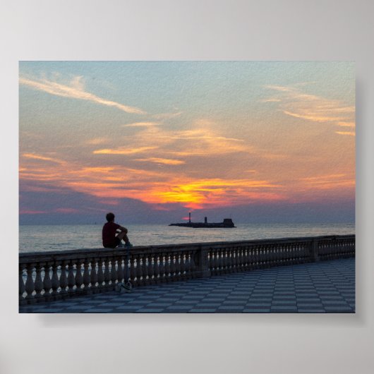 Sonnenuntergang in Livorno Poster (Vorne)