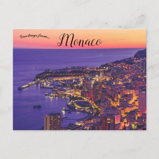 Sonnenuntergang in Monaco Postkarte (Vorderseite)