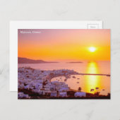 Sonnenuntergang in Mykonos, Griechenland Postkarte (Vorne/Hinten)