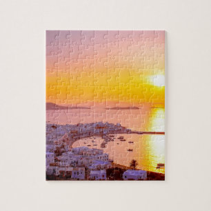 Sonnenuntergang in Mykonos, Griechenland Puzzle