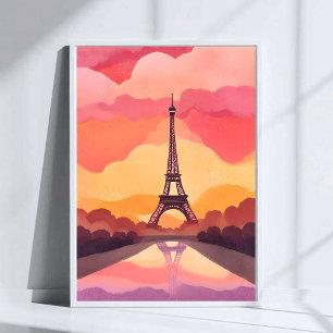 Sonnenuntergang in Paris   Eiffelturm Frankreich A Poster