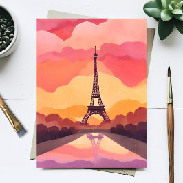 Sonnenuntergang in Paris | Eiffelturm Frankreich A Postkarte