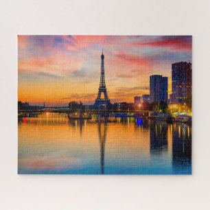 Sonnenuntergang in Paris, Frankreich. Eiffelturm a Puzzle