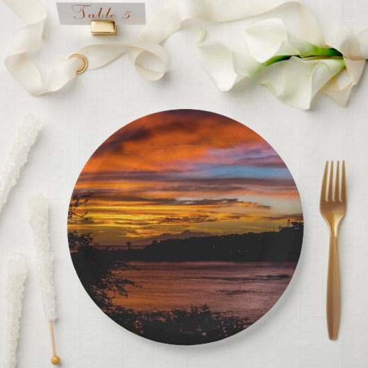 Sonnenuntergang in Praia, Kap Verde Pappteller (Hochzeit)