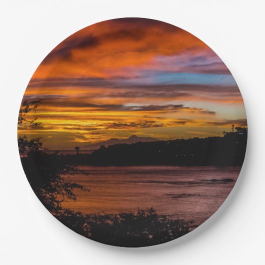 Sonnenuntergang in Praia, Kap Verde Pappteller (Vorderseite)