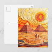 Sonnenuntergang in Pyramiden und Sphinx Postkarte (Vorne/Hinten)