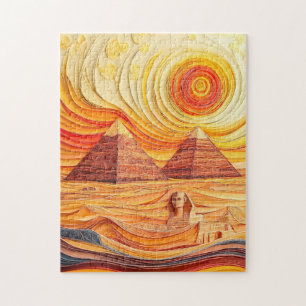 Sonnenuntergang in Pyramiden und Sphinx Puzzle