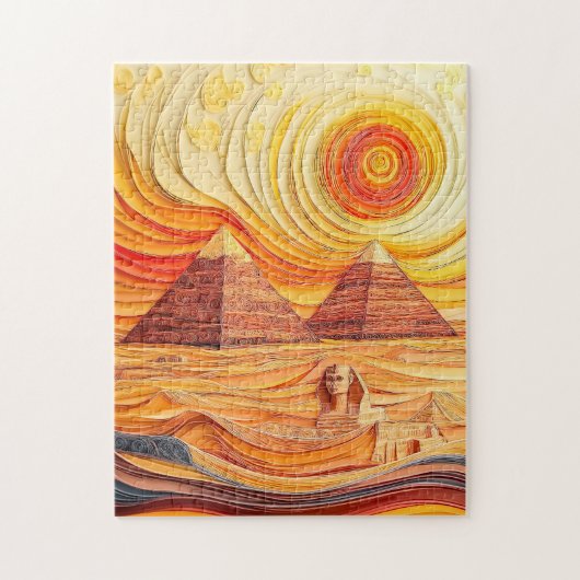 Sonnenuntergang in Pyramiden und Sphinx Puzzle (Vertikal)
