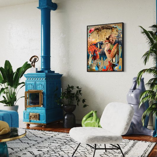 Sonnenuntergang in Sansibar, Collage Art Poster