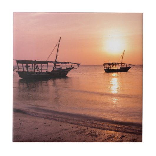 Sonnenuntergang in Sansibar Fliese (Vorderseite)
