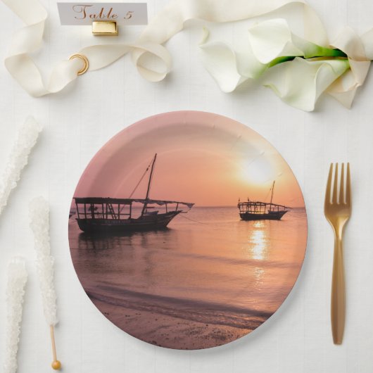 Sonnenuntergang in Sansibar Pappteller (Hochzeit)