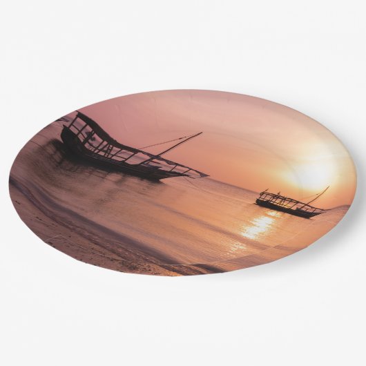 Sonnenuntergang in Sansibar Pappteller (Schrägansicht)