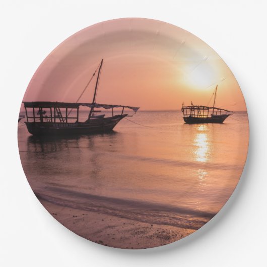 Sonnenuntergang in Sansibar Pappteller (Vorderseite)