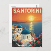 Sonnenuntergang in Santorini Postkarte (Vorne/Hinten)