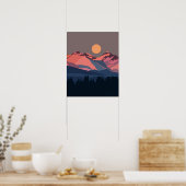 Sonnenuntergang in schneebedeckten Bergen Poster (Küche)
