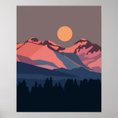 Sonnenuntergang in schneebedeckten Bergen Poster (Vorne)