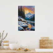 Sonnenuntergang in Snowy Einsamkeit Poster (Küche)