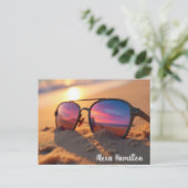 Sonnenuntergang in Sonnenbrille Postkarte (Stehend Vorderseite)
