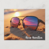 Sonnenuntergang in Sonnenbrille Postkarte (Vorderseite)