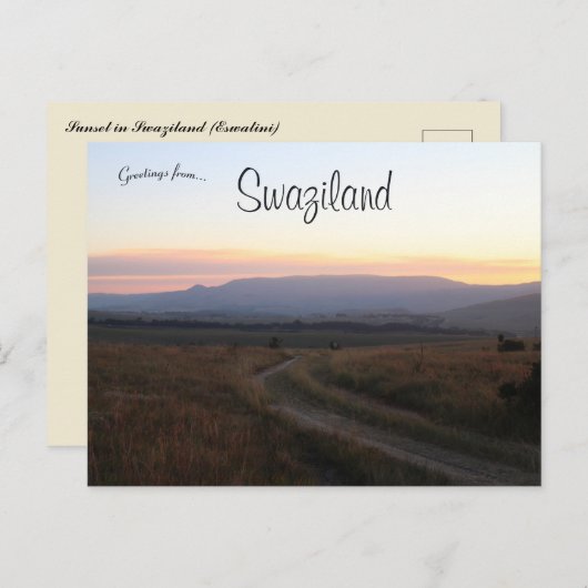 Sonnenuntergang in Swasiland Postkarte (Vorne/Hinten)